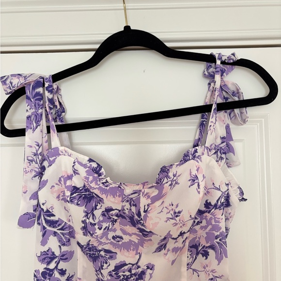 Aqua Purple and White Floral Dress - Picture 6 of 13